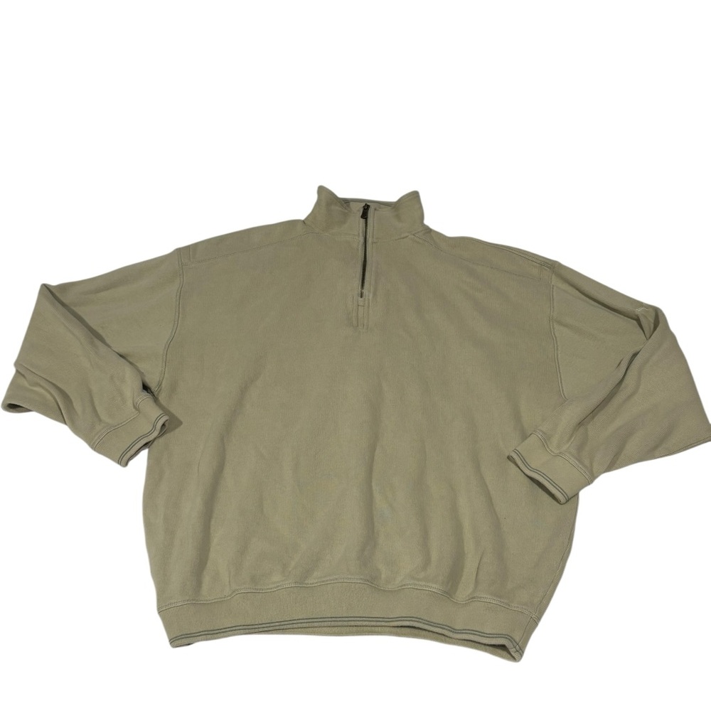 Tommy Bahama Mens Beige Pullover Half Zip Sweater Large Used
